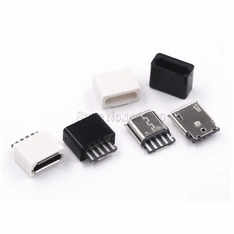 100 шт. DIY Micro USB 5P 5Pin розетка разъемы в комплекте черный и белый с оболочкой |