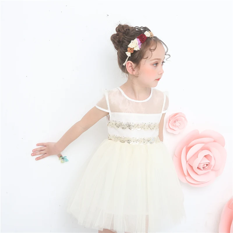 2017 летние платья для девочек белое Цветочное платье с лепестками пышное