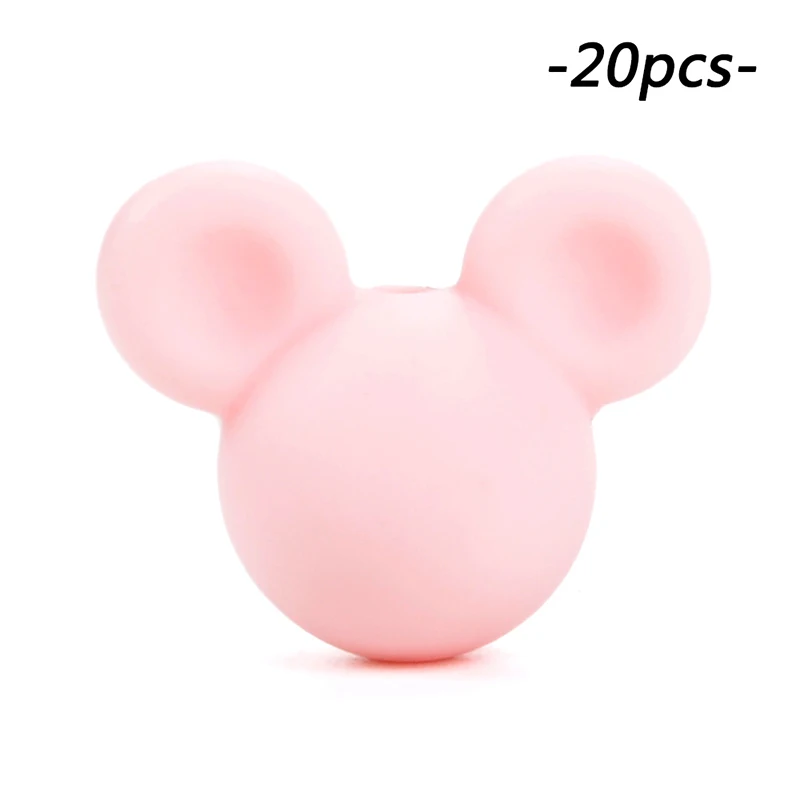 rose quartz LOFCA/, 20 шт./партия, силиконовые бусины в форме Микки, BPA, бесплатные Прорезыватели для зубов держатель соски для кормления ребенка - Цвет: rose quartz