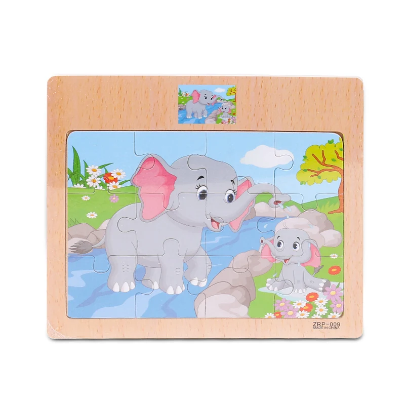 Elephant Детская головоломка-головоломка, деревянная доска, игрушка-головоломка, детская От 1 до 5 лет, мультяшное животное и движение, Когнитивная головоломка для раннего образования - Цвет: Elephant