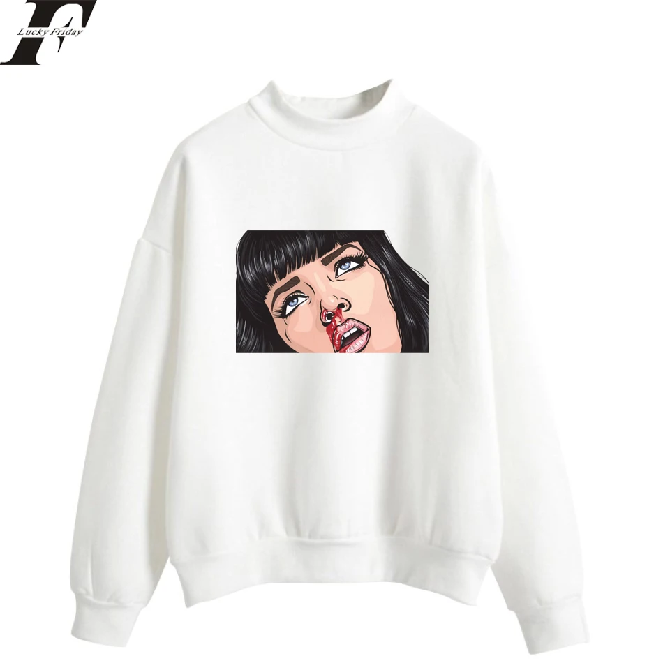 LUCKYFRIDAYF 2018 криминальная фантастика Mia Wallace большие водолазки Толстовки свитшоты