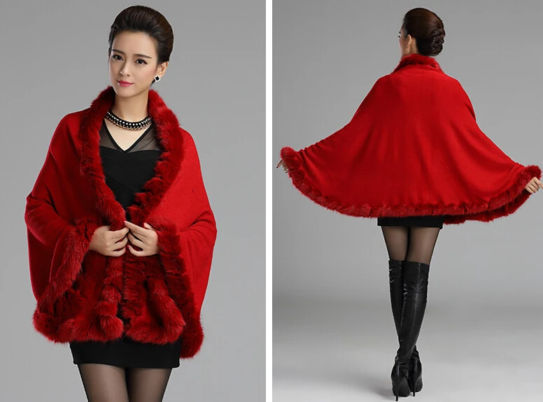 2016 зима-осень женская меховая накидка элегантная Искусственный Кролик мягкий