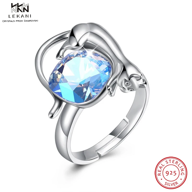 Кольцо LEKANI из стерлингового серебра 925 пробы с кристаллами Swarovski изящное