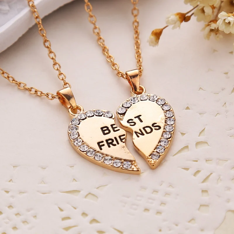 Детские ювелирные изделия bff 2 ожерелье для лучших друзей кулон в виде сердца со