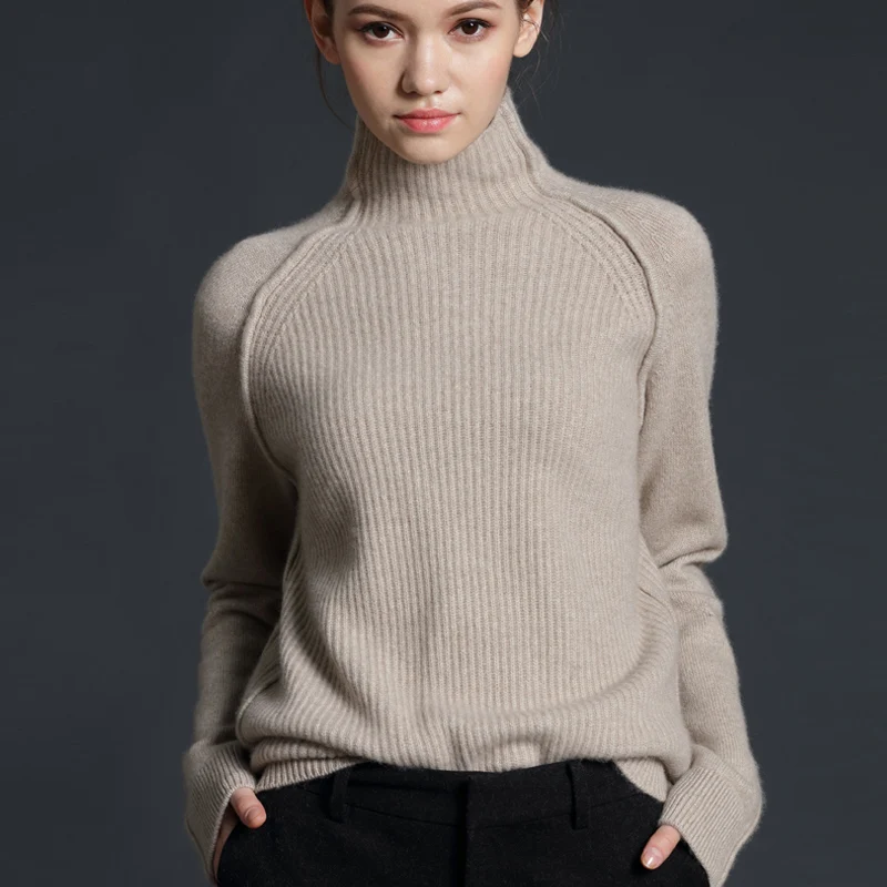 The spring and autumn female sweater cashmere long sleeved turtleneck loose woman jacket | Женская одежда