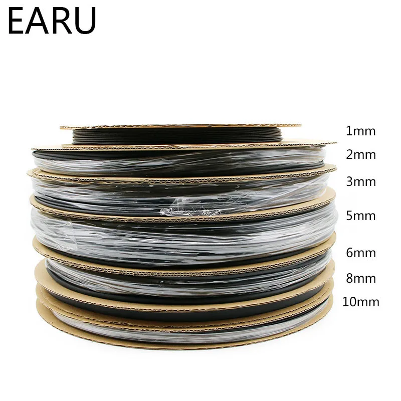 

1 Roll Reel 2:1 Black 1 2 3 5 6 8 10mm Diameter Heat Shrink Heatshrink Tubing Tube Sleeving Wrap Wire Sell DIY Connector Repair