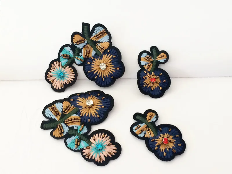 1 шт. цветочные Вышитые нашивки 3D цветы сливы вышивка бисером аппликация для