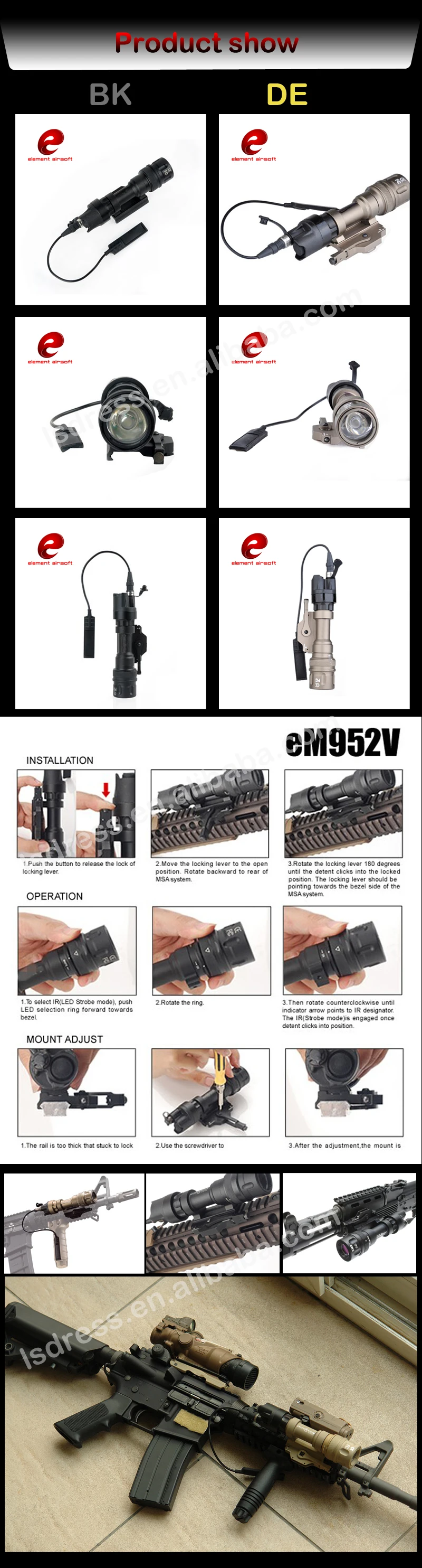 Element M952V охотничий фонарик ИК лазерный светодиодный фонарь DBAL-D2 ИК лазерный двойной переключатель управления тактическое оружие