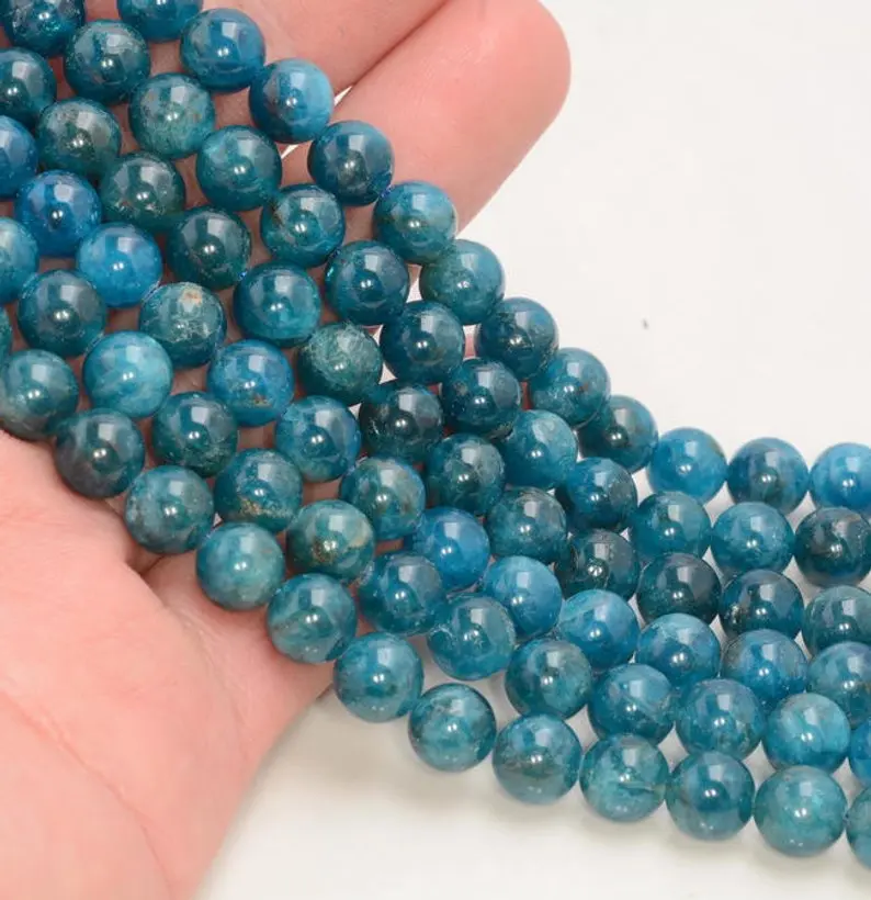 

Wholesale AA Quality Blue Apatite Beads Gem Stone Beads 6MM 8MM 10MM 12MM Round Stone Loose Beads 15.5"