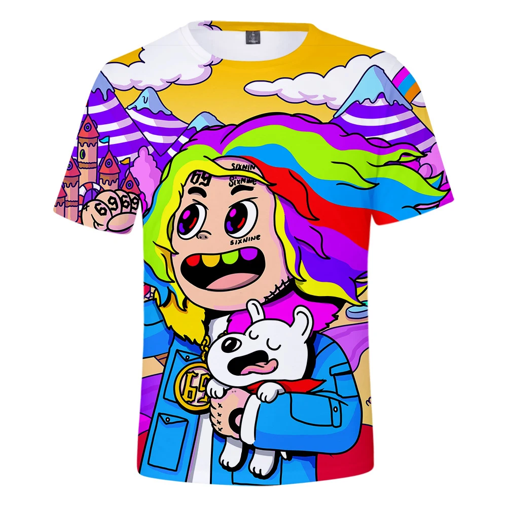 Горячая Певица 6IX9INE 3D печать короткая футболка мальчик/девочка Лето личности