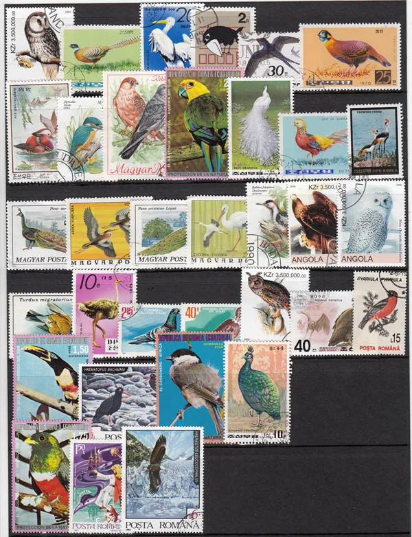 

50 шт./лот птицы все отличаются из многих стран, не повторяются неиспользованные почтовые марки для коллекционирования