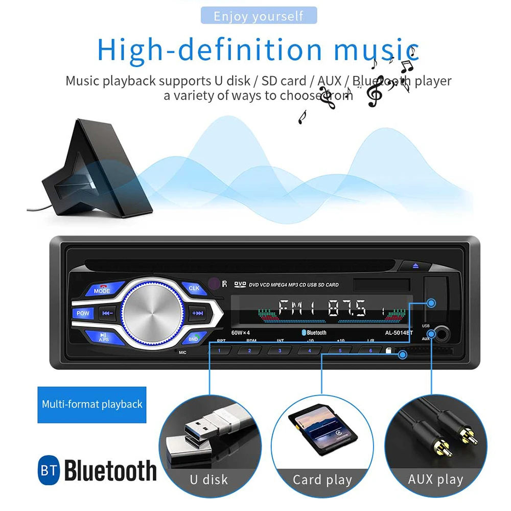 1 Din 60WX4 автомобиль радио 12 В в тире Bluetooth автомобильный аудио стерео FM Aux Вход