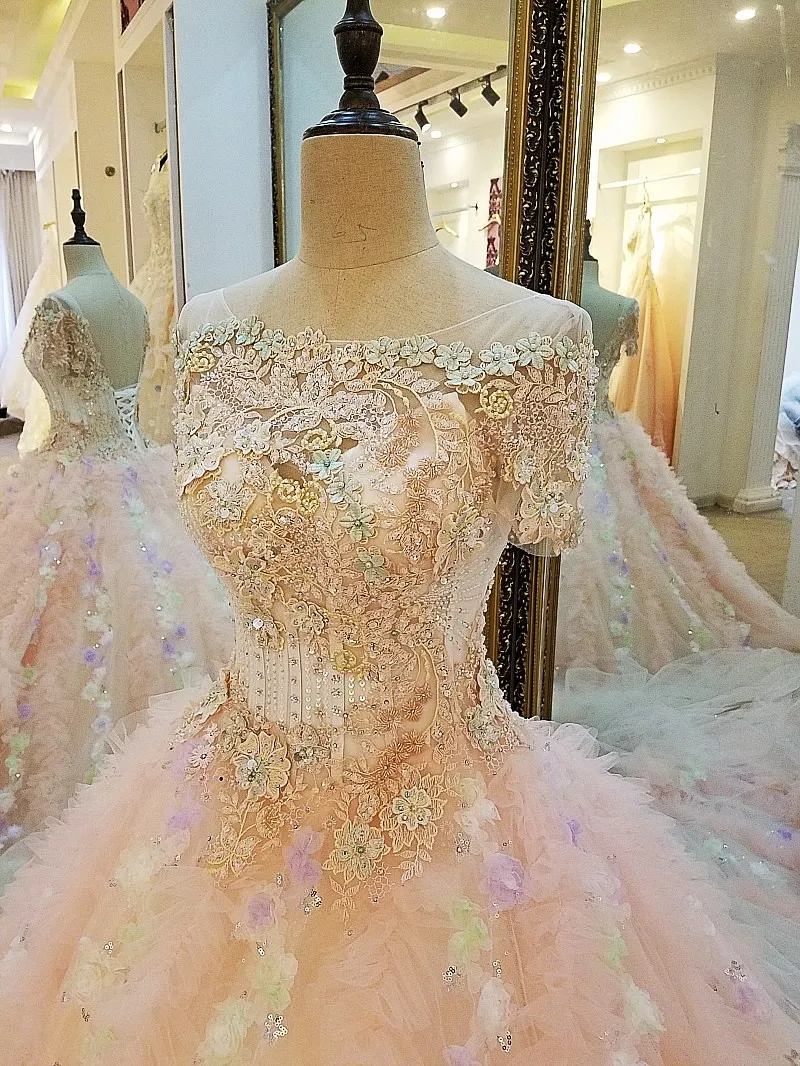 Элегантное винтажное Розовое Бальное Платье Vestido De Novia свадебное платье без