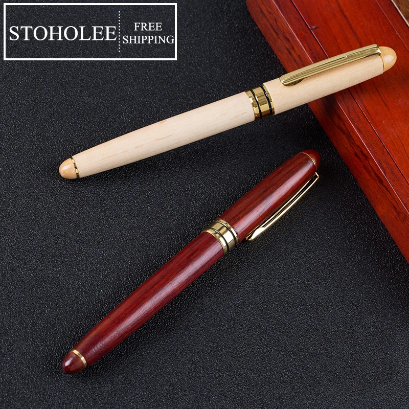 

Free Shipping Top Quality Wooden Roller Ball Pen Novelty Stationery Office School Suppliers Metal Signature Ballpoint Pen