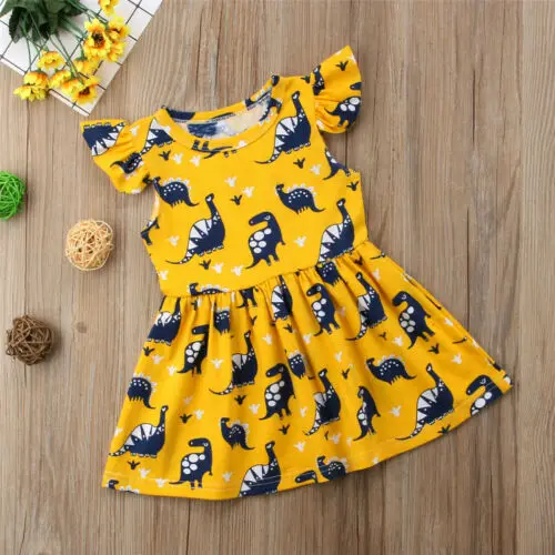 Детское платье-пачка Canis желтое платье с рисунком динозавра для девочек на лето