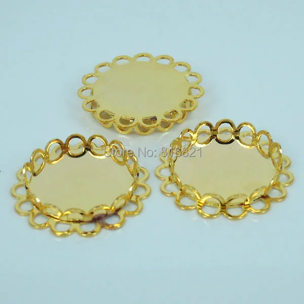 Пустая двойная круглая филигрань кружевной ободок из смолы кабошон основа