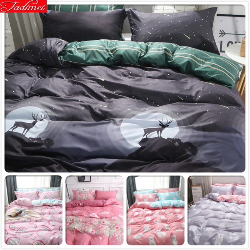 Комплект постельного белья из 4 предметов мягкого хлопка|Пододеяльник| |