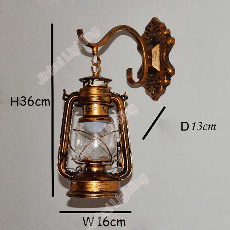 Античная Медь Старинные Фонарь Бра Персонализированные Керосиновая Лампа Мода