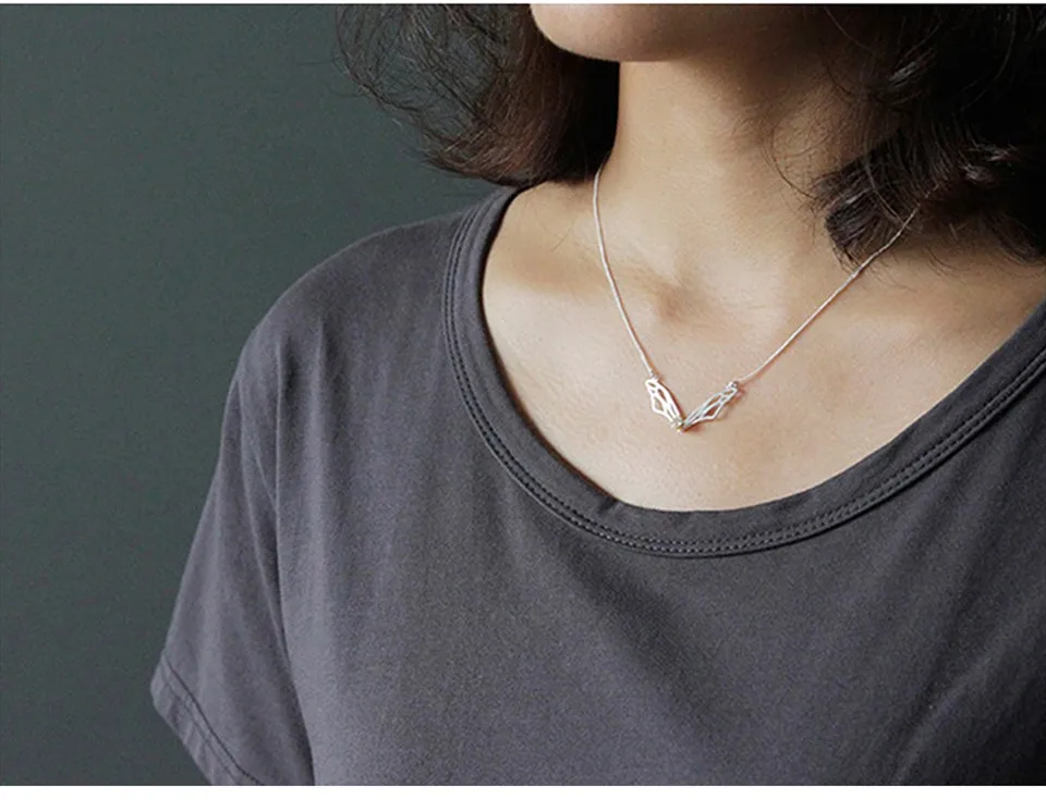 Lotus Fun реальные 925 пробы серебро ручной работы дизайнерские оригинальные Fine Jewelry с крылья бабочки кулон Цепочки и ожерелья для Для женщин