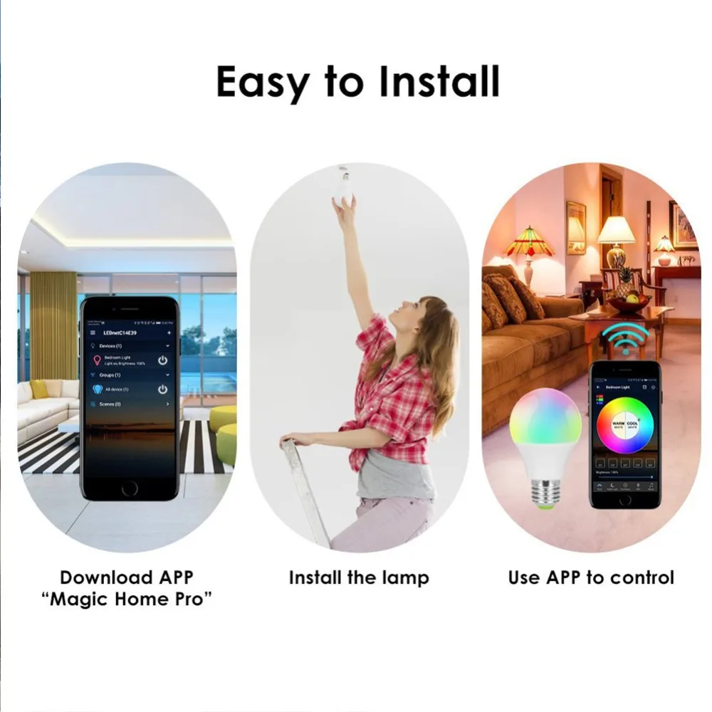 

Asafee Magic Home Smart Bulb Wifi LED Lamp E27 RGB 4.5w 7w Smart Light Bulb 220v 110v Compatible With Alexa Google Home