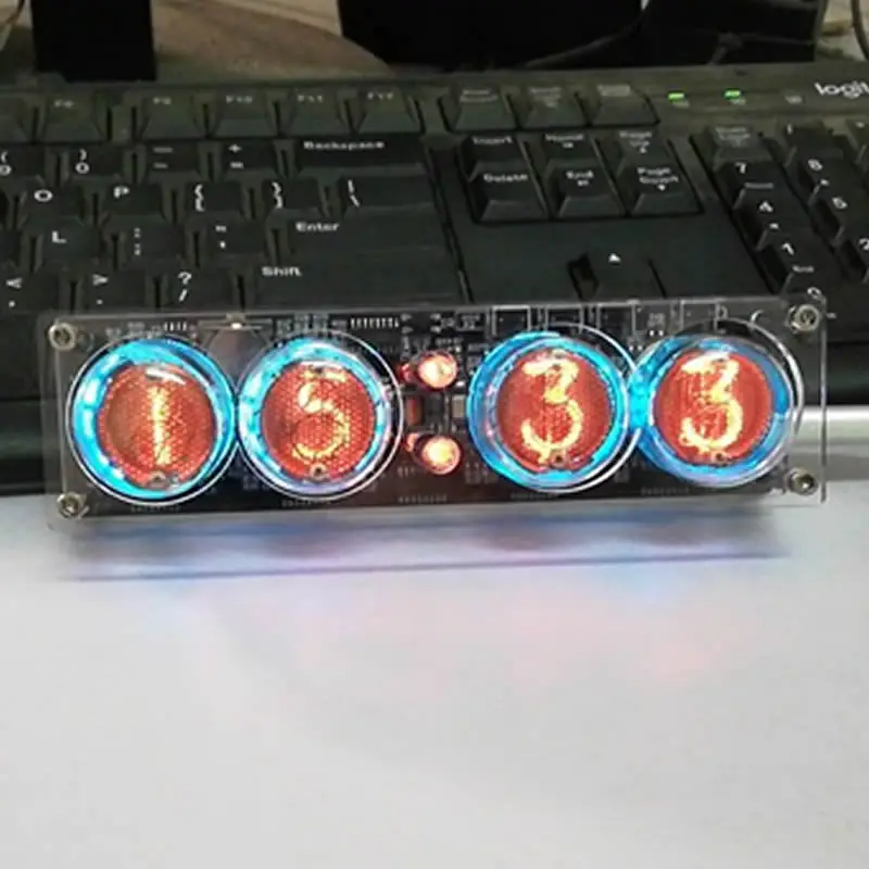 

Colorful backlit display, remote control,SZ-8 clock glow tube with acrylic case and tubes,4-bit integrated glow without tubes！