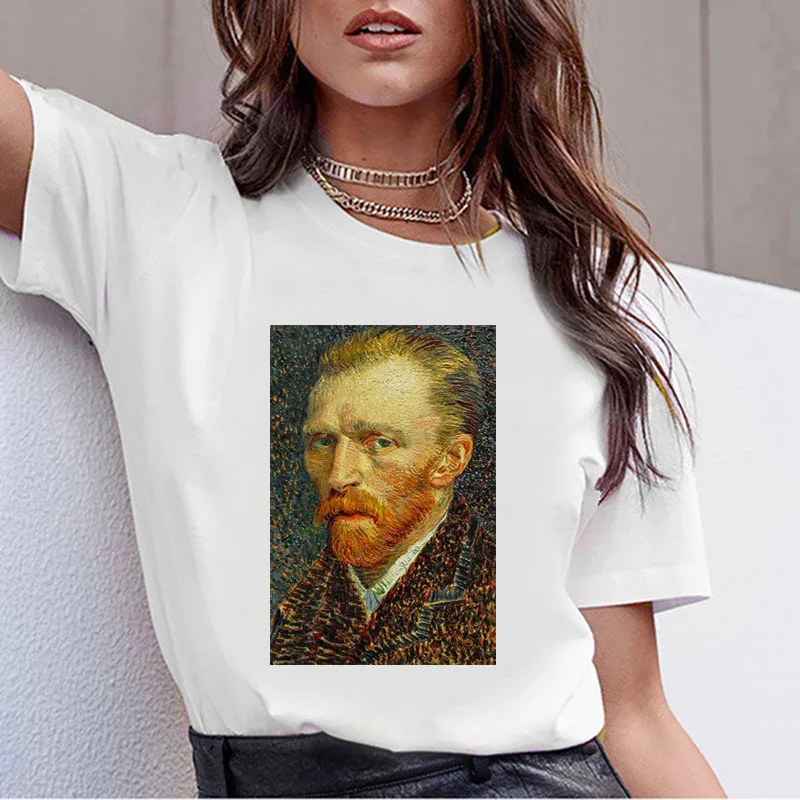 Футболка Grunge Aesthtic Van Gogh футболка с художественной росписью Женская забавная футболка с коротким рукавом Harajuku Ullzang Футболка Топ Футболки женские