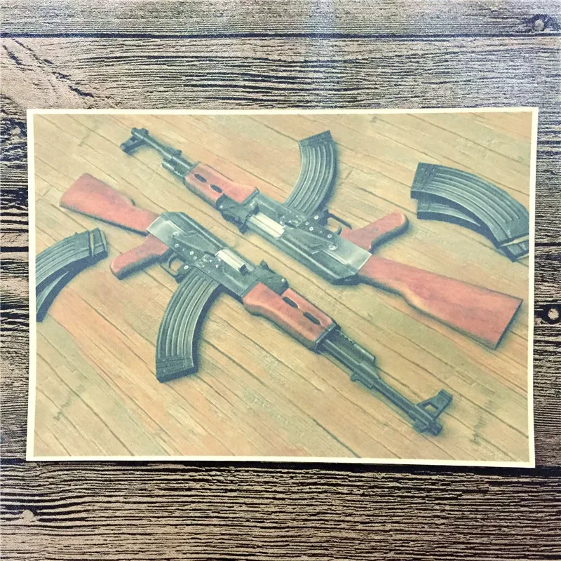 Ограниченная версия винтажная крафт-бумага классические картины AK 47 настенный