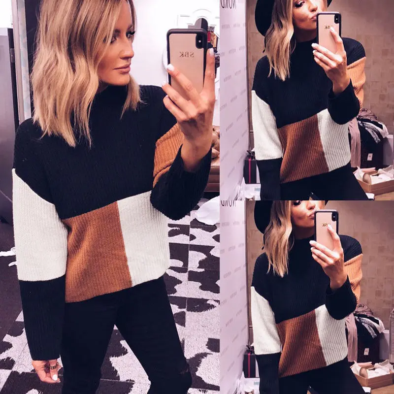 New Women Sweater Knit Crochet Patchwork Ladies Keep Warm Loose Female Long Sleeve Jumper Casual Pullover | Женская одежда