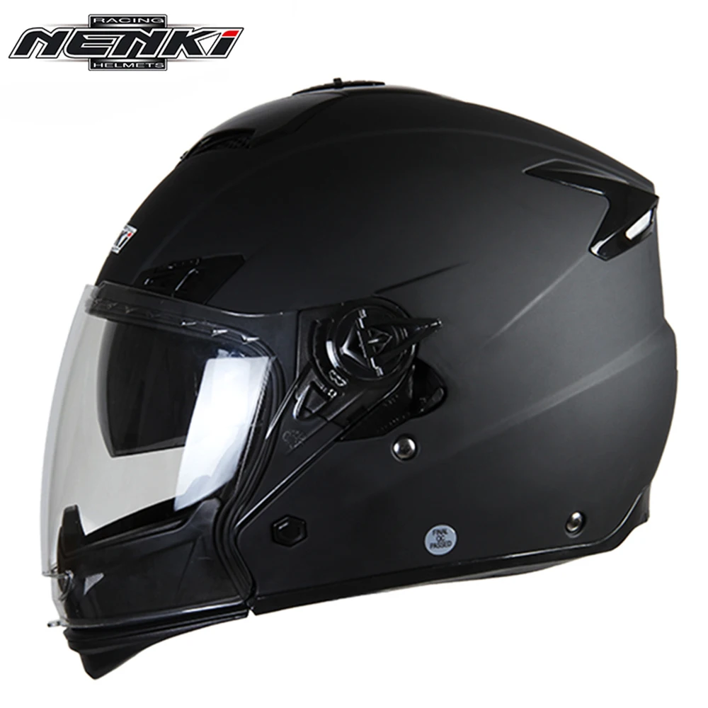 Matte Black NENKI мотоциклетный гоночный шлем Capacetes De Motociclista мотоциклетные винтажные шлемы с двойным объективом Открытый мотоциклетный шлем - Цвет: Matte Black