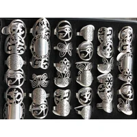 36pcslot silver color unibody design stainless steel rings unique patterns as butterfly watch dial heart etc