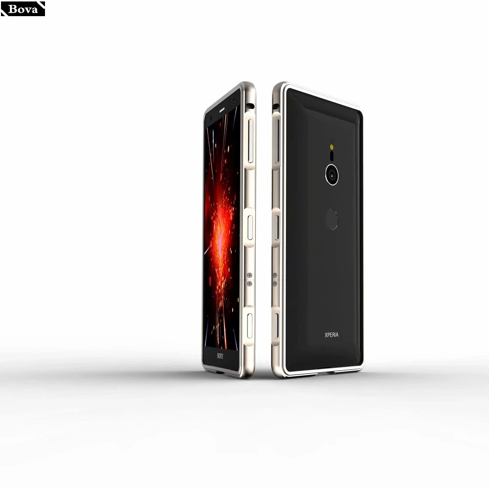Золотой Чехол для sony XZ3 роскошный Ультратонкий алюминиевый бампер для sony Xperia XZ3+ 2 пленки(1 передняя+ 1 задняя - Цвет: Золотой
