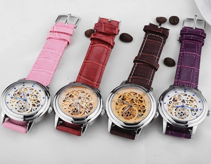 

Ladies Automatic Watch Women steel strap Skeleton Mechanical Womens Watch Gifts for Woman Female Automatic Leather Wrist Watches