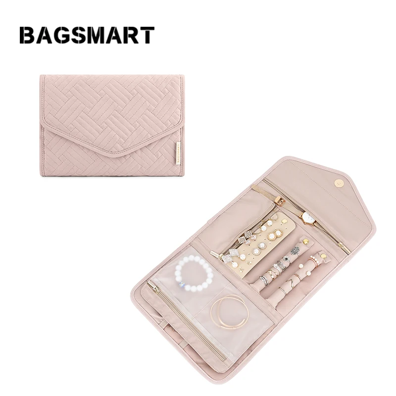 BAGSMART женские органайзеры для путешествий, складные рулоны ювелирных изделий для ожерелья, браслета, сережек, кольца, аксессуары для путешествий, сумка