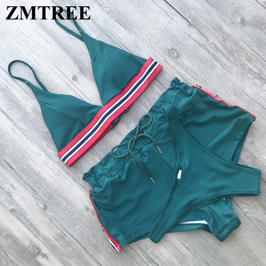 ZMTREE танкини купальники из трех частей комплект бикини с высокой талией