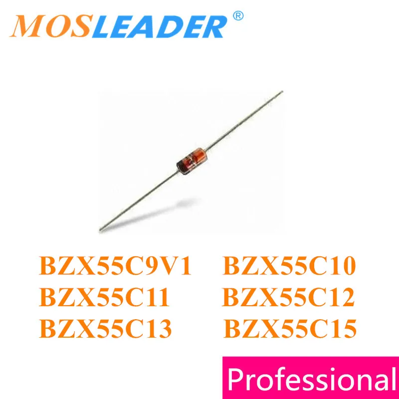 Mosleader 1000PCS DO35 BZX55C Series BZX55C9V1 9 1 V BZX55C10 10V BZX55C11 11 11V BZX55C12 12V BZX55C13 BZX55C15 15V 1/2W Zener|zener 12v|zener