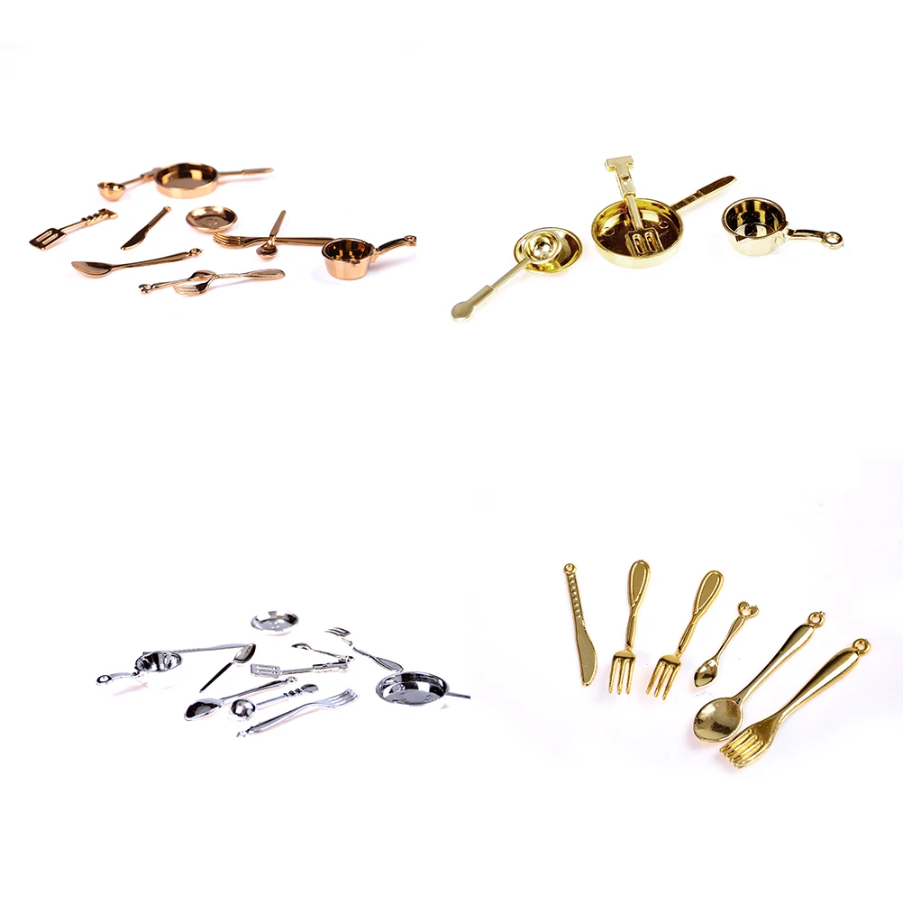 

1/12 Scale Delicate Doll house Miniature Dollhouse Tableware Gold/Silver/Bronze Kitchen dining&bar Fancy ware