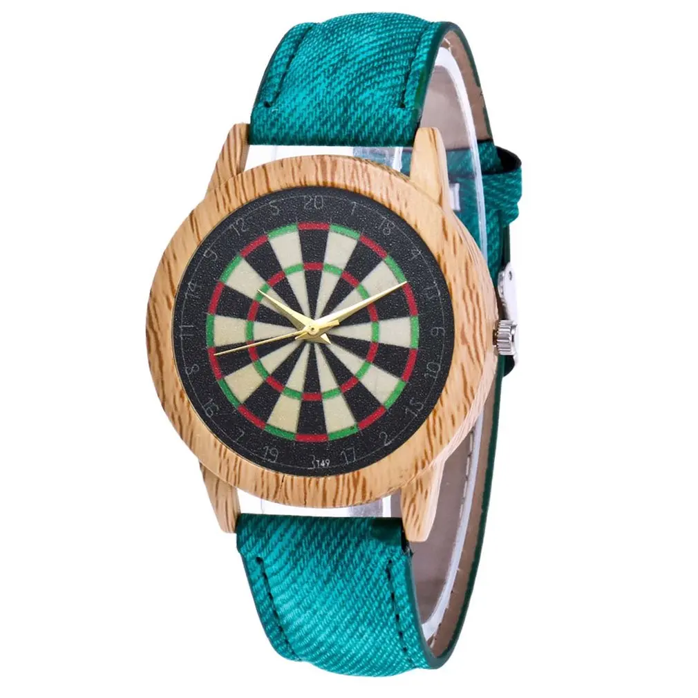 Женские кварцевые наручные часы Dart Board модные черные джинсовые на ремешке в стиле