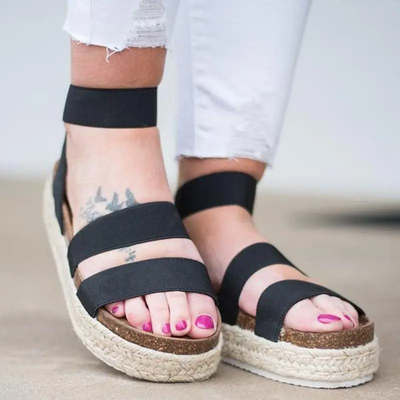 Женские сандалии гладиаторы на толстой танкетке каблуке Zapatos De Mujer ZXXS92