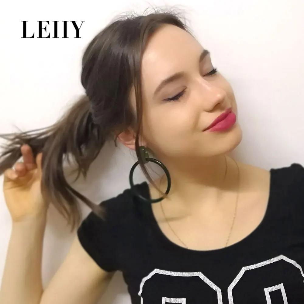 LEIIY 2 Цвет Oversize акрил круг серьги для Для женщин простой ацетат пластины Подвеска