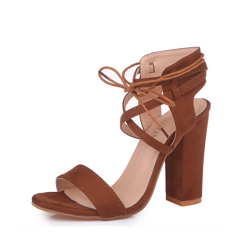 Женские босоножки на высоком каблуке 2018 Летняя обувь с ремешком щиколотке