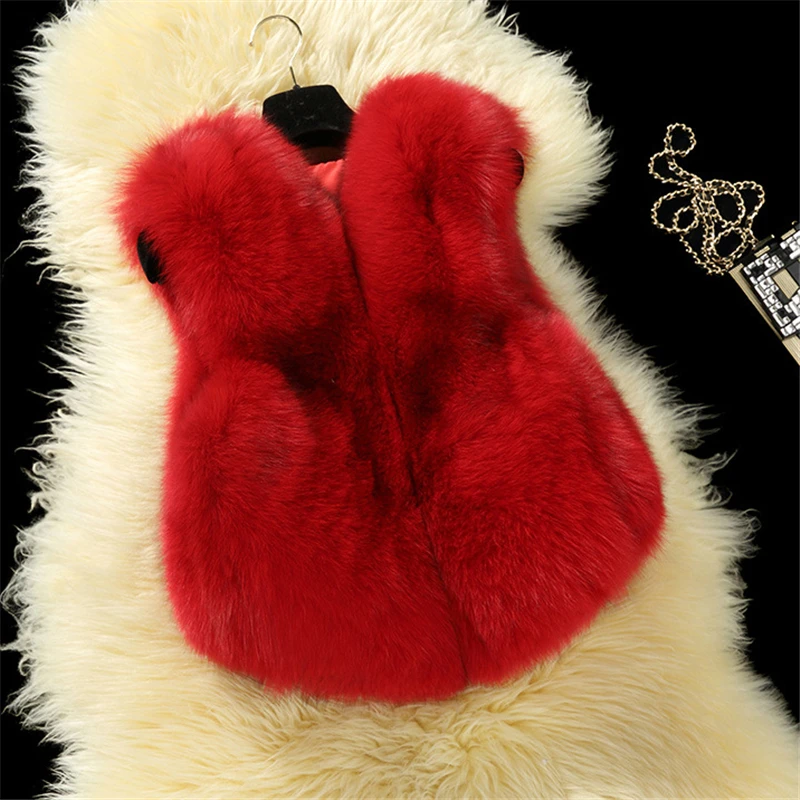 Зимняя одежда для маленьких девочек жилет из искусственного меха пальто теплый