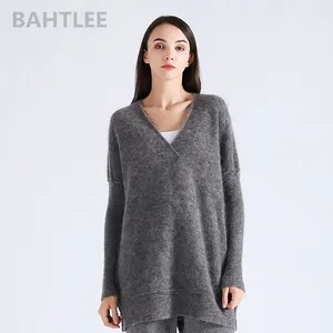 BAHTLEE, весна-осень, женские африканские мохеровые шерстяные вязаные пуловеры, свитер с V-образным вырезом и длинными рукавами, легкий, свободный, сохраняющий тепло