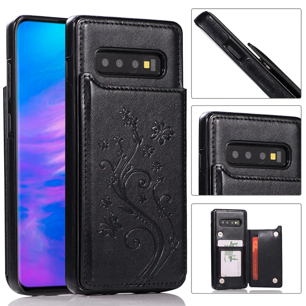 Кожаный чехол бумажник для телефона samsung Galaxy S7 S10 S8 S9 со слотами карт Note 9 8 плюс