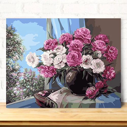 MaHuaf-A1027 DIY картина маслом по номерам на холсте Окна бонсай flowe большие фотографии