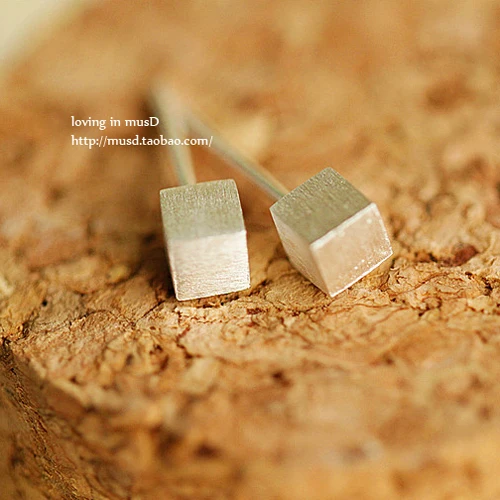 Simple small cube earrings 925 sterling silver stud hypoallergenic European style men women co | Украшения и аксессуары