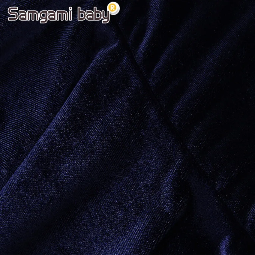 SAMGAMI/милые платья для маленьких девочек темно-синяя Вельветовая праздничная