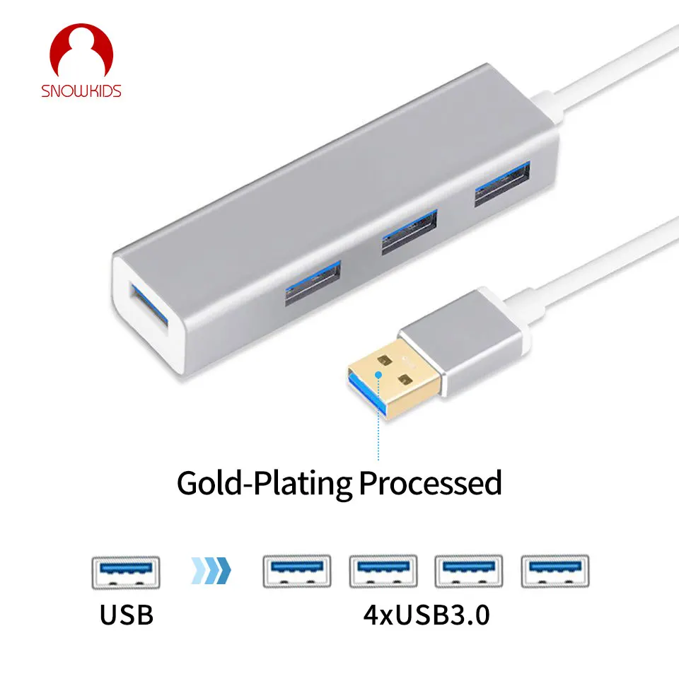 Snowkids USB 3 0 концентратор разветвитель адаптер аллюминовая оболочка Высокая