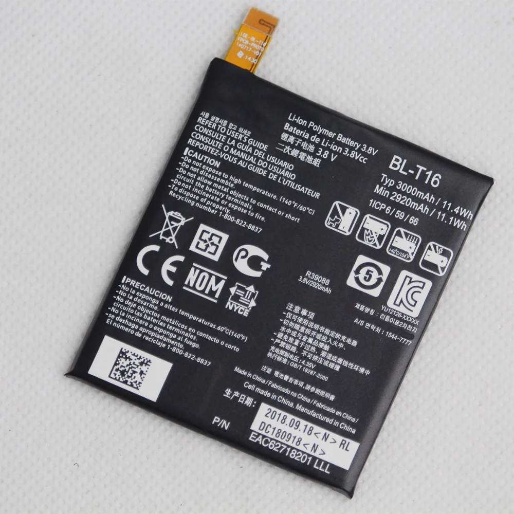 

5 шт./лот Новая батарея для LG G Flex 2 H950 H955 H959 LS996 US995 BL-T16 3000 мАч