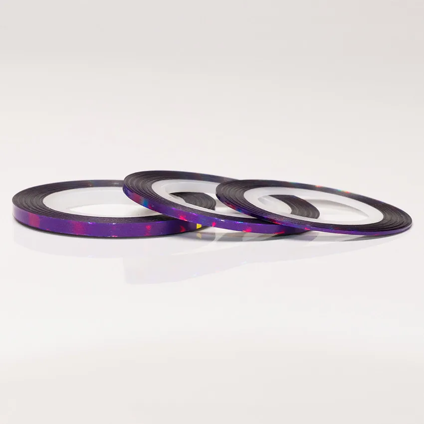 Holo Purple 3 шт ногтей чередование лента линия голографическая Конфета "Русалка" цвет клей наклейки DIY 3D дизайн ногтей Маникюр украшения - Цвет: Holo Purple