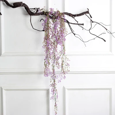 Artificial flower vine hanging orchid fake flower wall hanging living room home decoration garden plant wall plastic flowers - Цвет: light purple